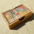 Hand Carved Acacia Wood Dominoes Set: Traditional Tabletop Game Toy