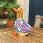 Hand Painted Wooden Duck Figurine: Thai Folk Art, Boho Home Decor - Siam Wood Artisans