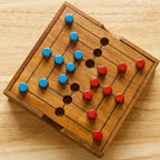 Hand Carved Teak Wood Strategy Game: 2 Player Traditional Board Game Toy - Siam Wood Artisans