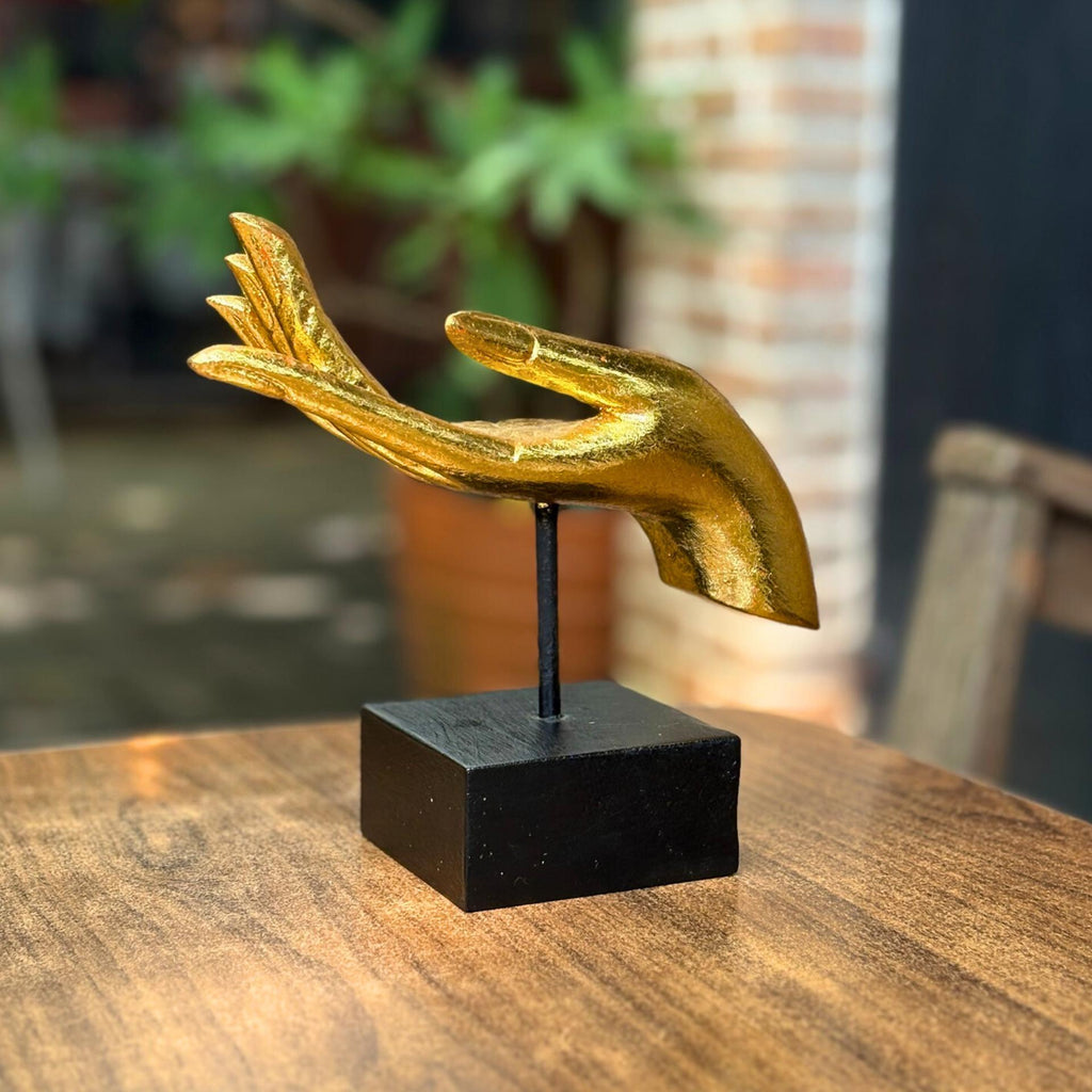 Golden Mudra Hand Sculpture: Vintage Thai Zen Meditation Decor