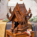 Teak Wood Spirit House, 16 Inch Ornate Shrine, Spiritual Present for Meditation Lover