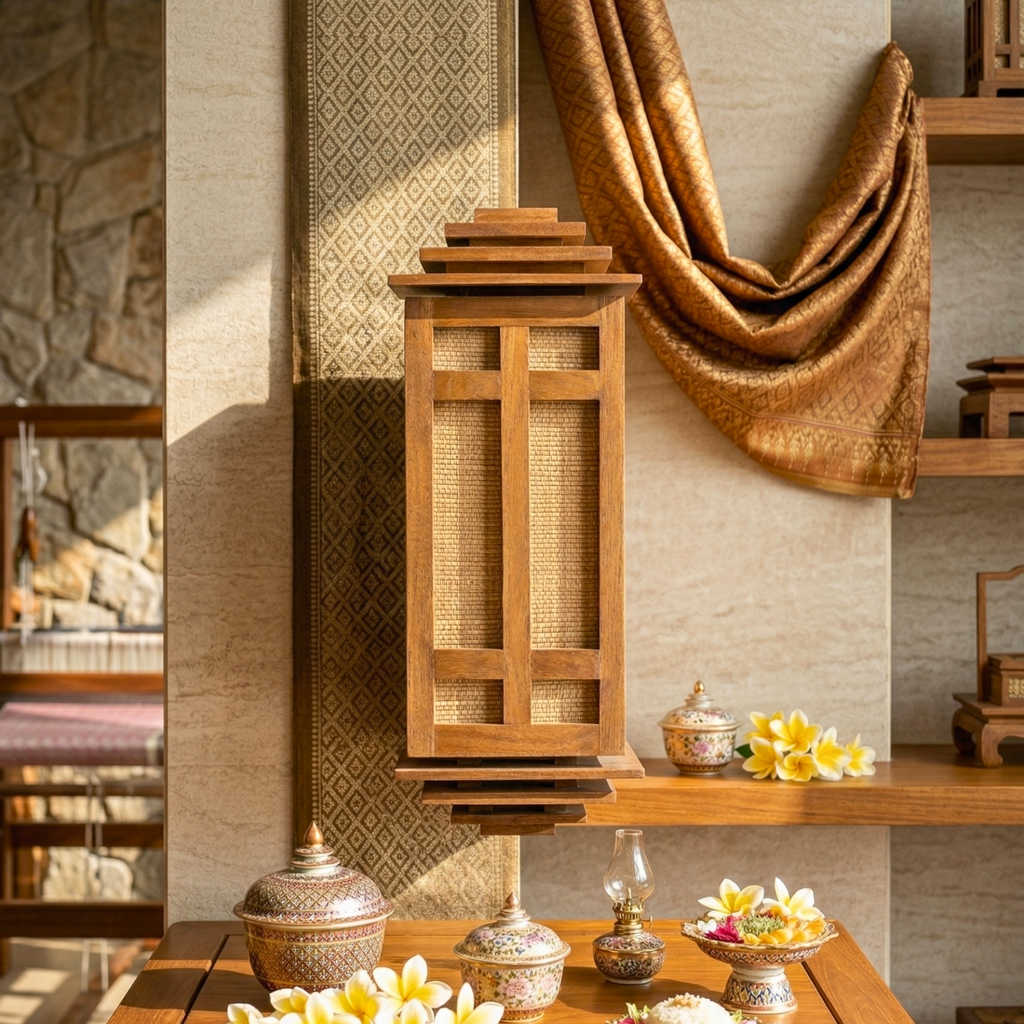 Wall Lantern Teak Wood Natural 15.7 Inch Zen Lighting