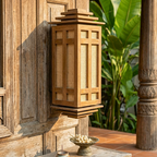 Wall Lantern Teak Wood Natural 15.7 Inch Zen Lighting - Siam Wood Artisans