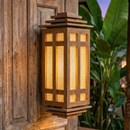 Wall Lantern Teak Wood Natural 15.7 Inch Zen Lighting - Siam Wood Artisans
