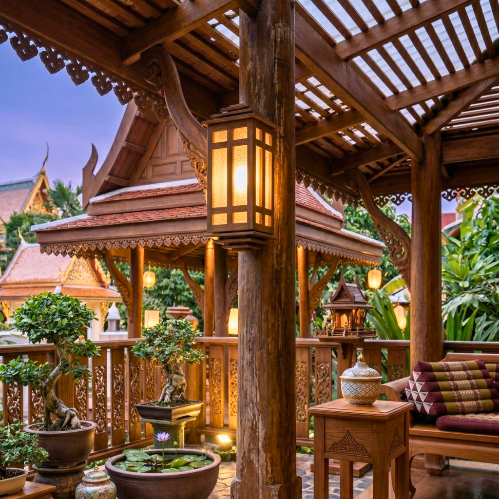 Wall Lantern Teak Wood Natural 15.7 Inch Zen Lighting
