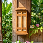 Wall Lantern Teak Wood Natural 15.7 Inch Zen Lighting - Siam Wood Artisans