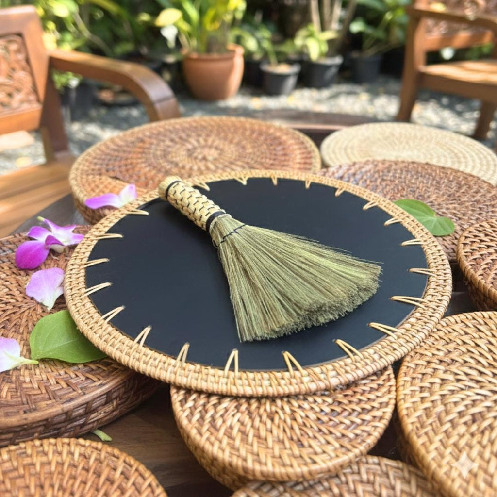 Handcrafted Natural Fiber Dusting Brush: Desktop Cleaning Tool