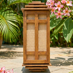 Wall Lantern Teak Wood Natural 15.7 Inch Zen Lighting - Siam Wood Artisans