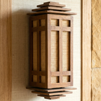 Wall Lantern Teak Wood Natural 15.7 Inch Zen Lighting - Siam Wood Artisans