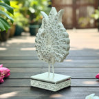 Jeweled Silver Peacock Figurine: Elegant Ornate Thai Decor - Siam Wood Artisans