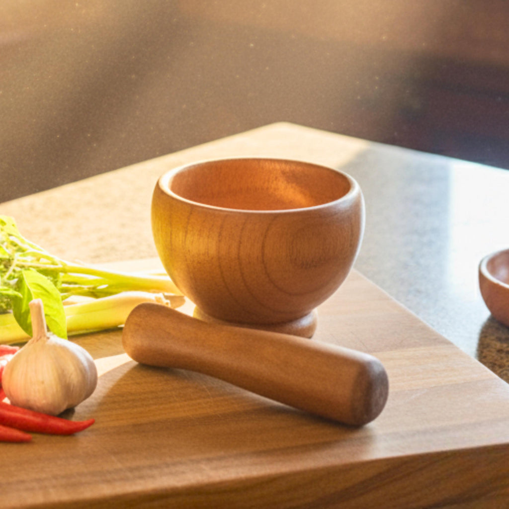 Hand Carved Wooden Mortar and Pestle: Spice Grinder Kitchen Tool