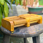 Teak Wood Foot Massage Roller 11 Inch Dual Reflexology Tool for Yoga Lover - Siam Wood Artisans