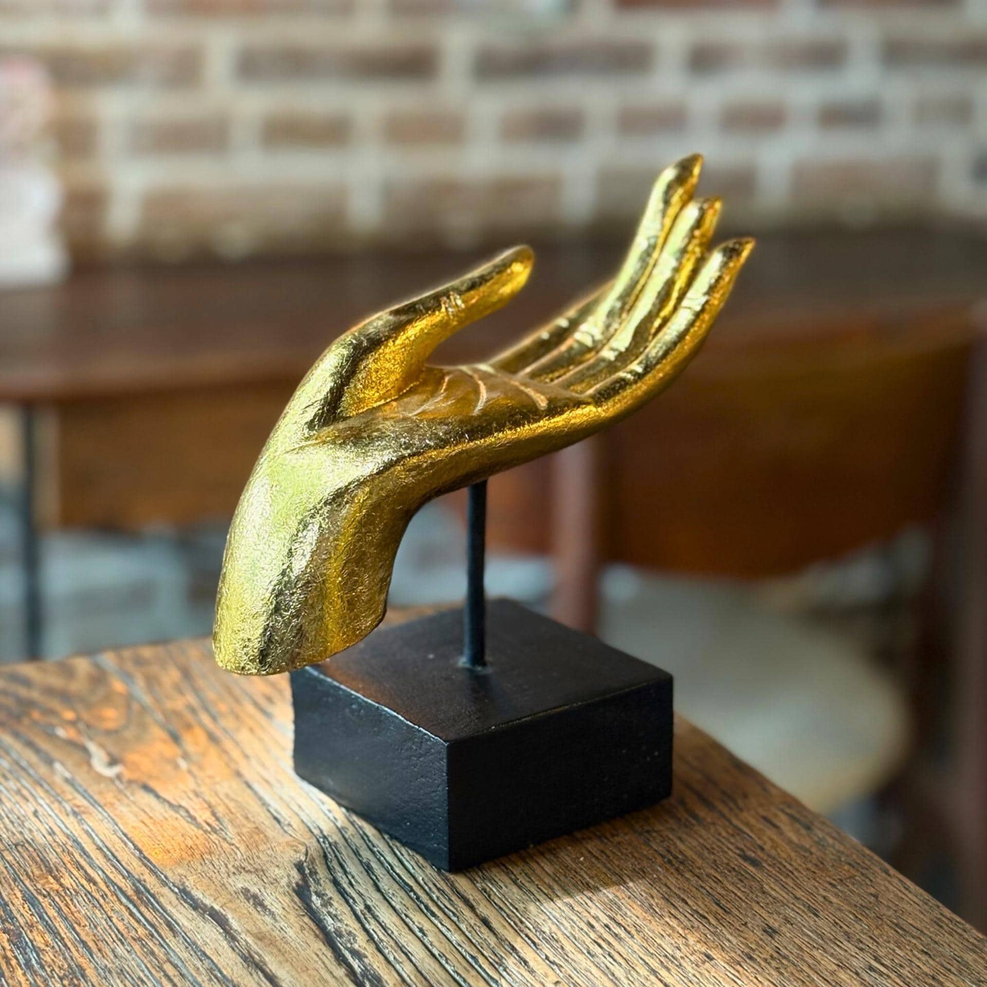 Golden Mudra Hand Sculpture: Vintage Thai Zen Meditation Decor