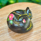 Teak Wood Sleeping Cat Figurine, 5 Inch Curled Animal Statue, Housewarming Gift for Cat Lover - Siam Wood Artisans