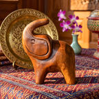 Acacia Wood Elephant Figurine, 4 Inch Lucky Animal Statue, Housewarming Gift for Minimalist - Siam Wood Artisans