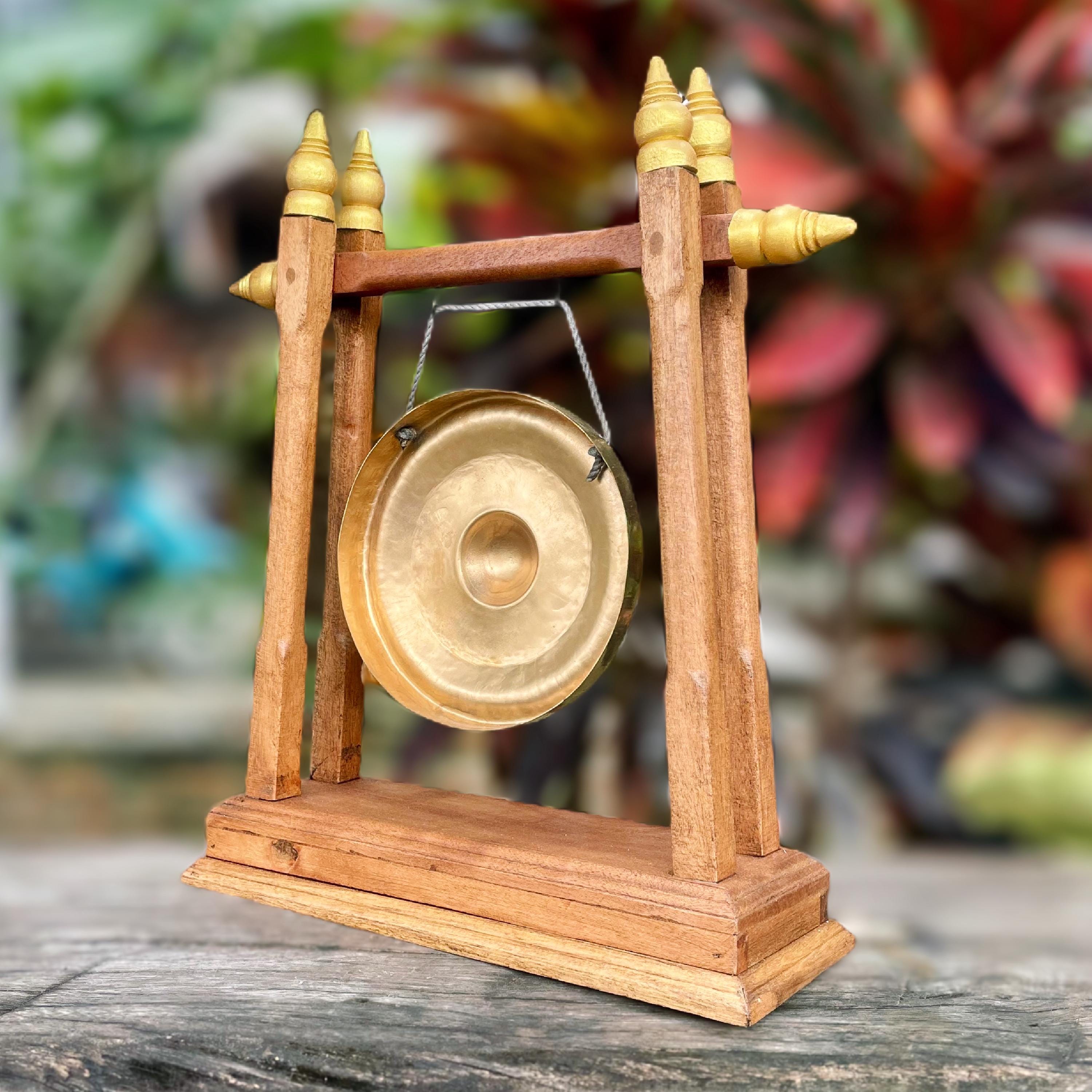 Handcrafted Thai Meditation Gong: Zen Decor Tabletop Musical Instrument