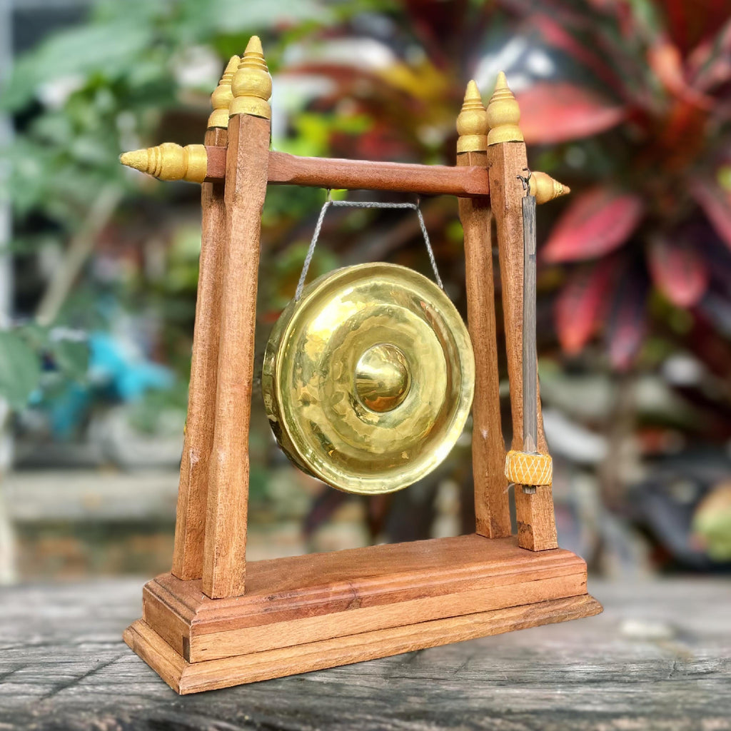 Handcrafted Thai Meditation Gong: Zen Decor Tabletop Musical Instrument