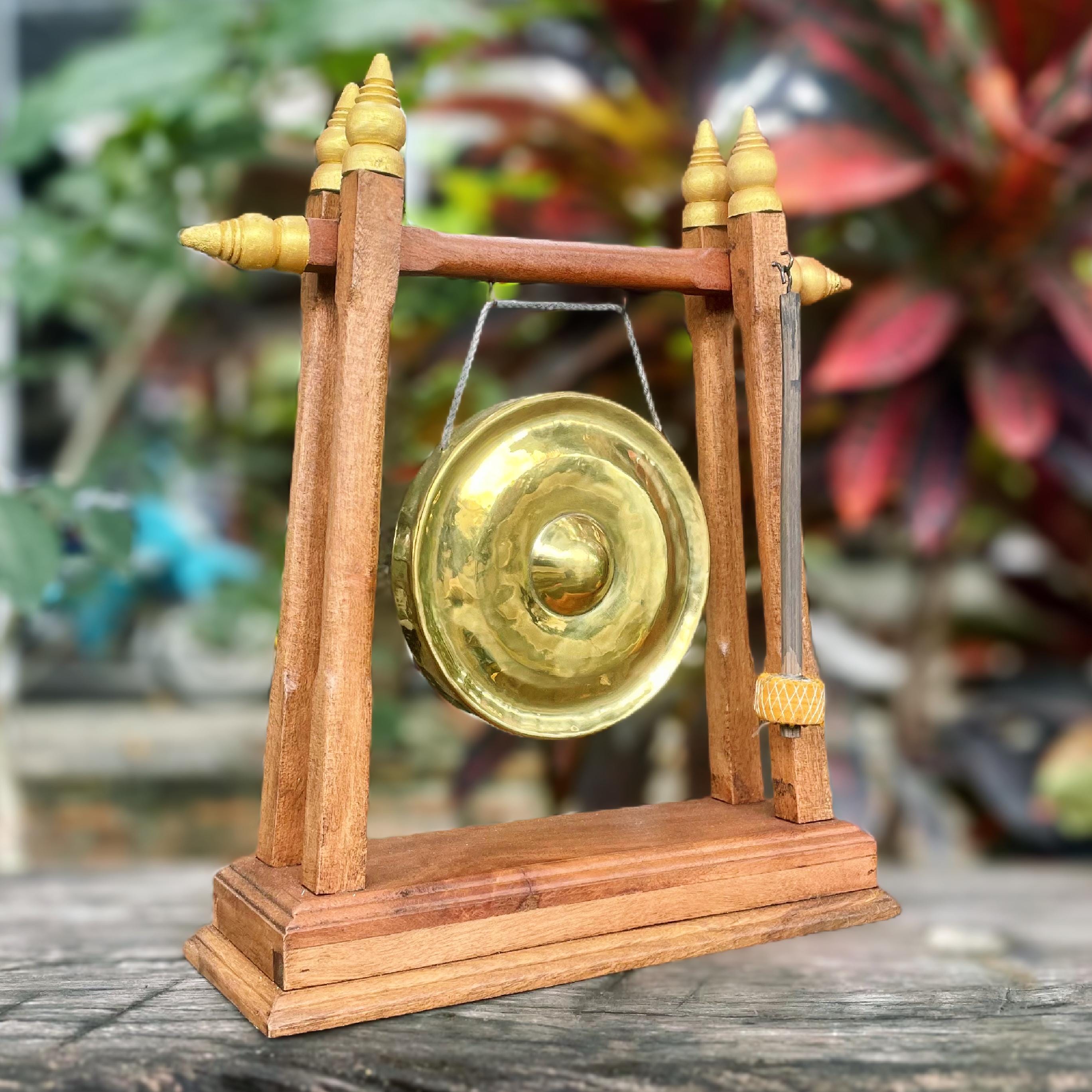 Handcrafted Thai Meditation Gong: Zen Decor Tabletop Musical Instrument
