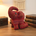 Signature Plush Elephant Figurine (Red): Statement Thai Home Decor