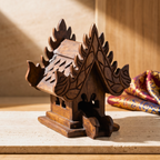 Teak Wood Mini Spirit House, Miniature Thai Altar Shrine, Sacred Housewarming Gift for Zen Home