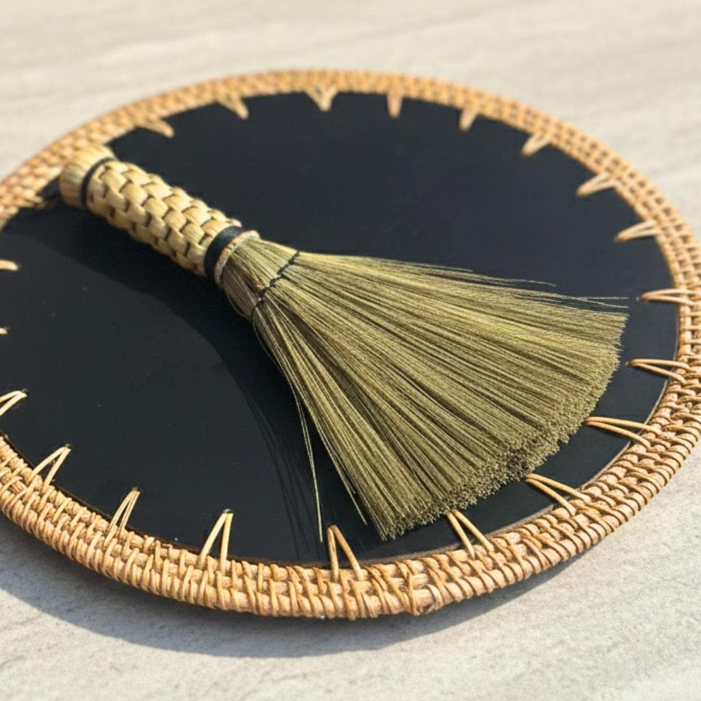 Handcrafted Natural Fiber Dusting Brush: Desktop Cleaning Tool