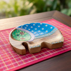 Hand Painted Wooden Elephant Plate with Floral Design: Thai Folk Art Decor - Siam Wood Artisans