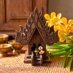 Teak Wood Mini Spirit House, Miniature Thai Altar Shrine, Sacred Housewarming Gift for Zen Home