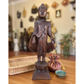 Hand Carved Teak Wood Serenity Figure: Thai Spiritual Statue