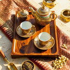 Large Hand Carved Teak Wood Serving Tray: Tea & Coffee Table Platter - Siam Wood Artisans