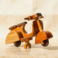 Hand Carved Wood Model Scooter Motorbike: Vintage Retro Desk Decor