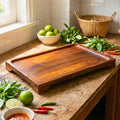 Large Hand Carved Teak Wood Serving Tray: Tea & Coffee Table Platter