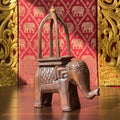 Hand Carved Wood Ceremonial Elephant: Thai Display Riser & Home Decor