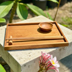 Wooden Sushi Serving Set: Hand Carved Hardwood Japanese-Style Tableware - Siam Wood Artisans