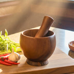 Hand Carved Wooden Mortar and Pestle: Spice Grinder Kitchen Tool - Siam Wood Artisans