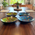 Hand Painted Serving Plate Set of 4: Vibrant Mandala Boho Tableware