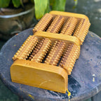 Teak Wood Foot Massage Roller 11 Inch Dual Reflexology Tool for Yoga Lover - Siam Wood Artisans