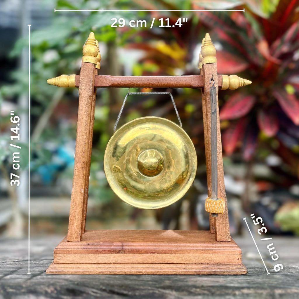 Handcrafted Thai Meditation Gong: Zen Decor Tabletop Musical Instrument