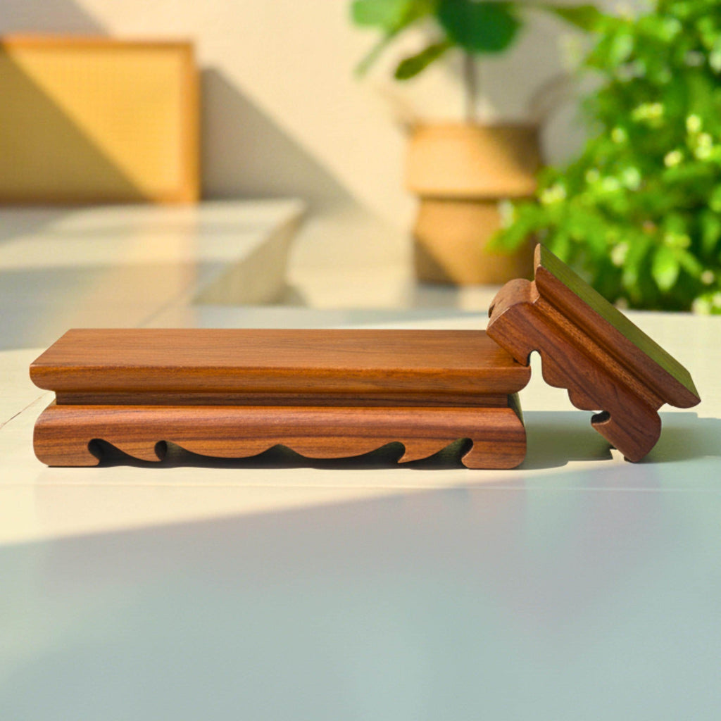 Hand Carved Wood Display Riser Set of 2: Meditation Altar Stands