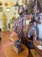 Hand Carved Teak Wood Serenity Figure: Thai Spiritual Statue - Siam Wood Artisans