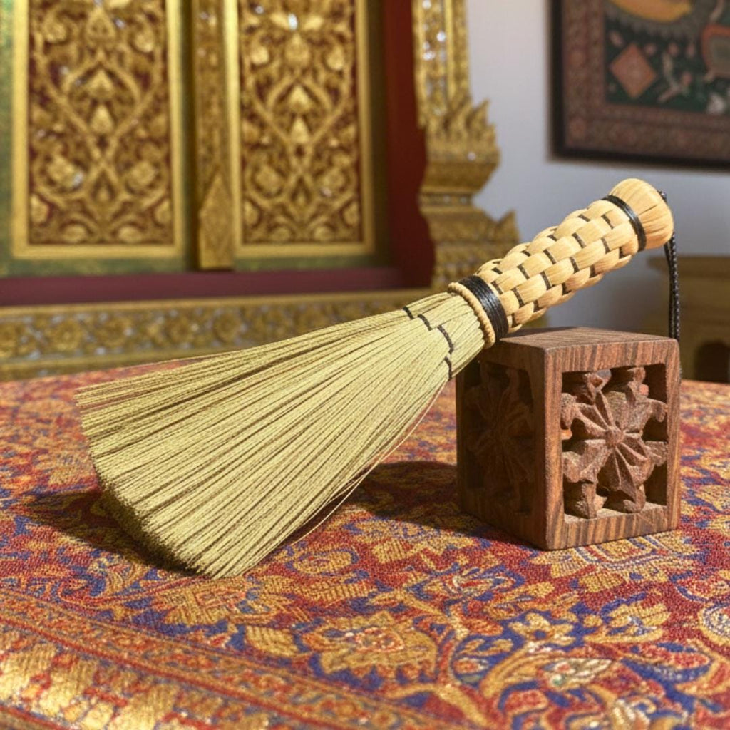 Handcrafted Natural Fiber Dusting Brush: Desktop Cleaning Tool