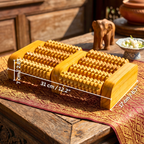 Teak Wood Foot Massage Roller 11 Inch Dual Reflexology Tool for Yoga Lover - Siam Wood Artisans
