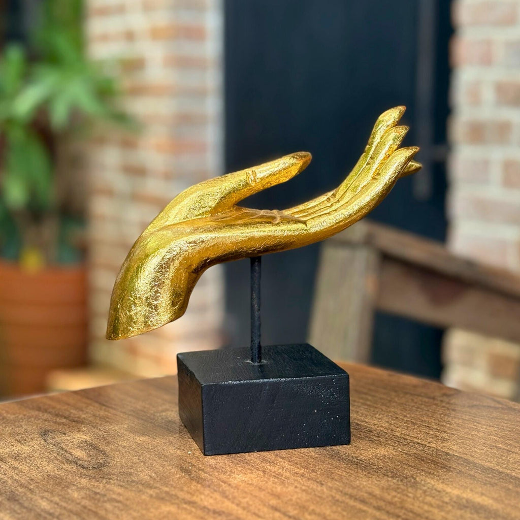 Golden Mudra Hand Sculpture: Vintage Thai Zen Meditation Decor