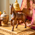 Hand-Carved Wooden Horse Statue: Rustic Farmhouse Decor