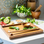 Wooden Sushi Serving Set: Hand Carved Hardwood Japanese-Style Tableware - Siam Wood Artisans