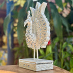Jeweled Silver Peacock Figurine: Elegant Ornate Thai Decor - Siam Wood Artisans
