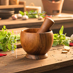 Hand Carved Wooden Mortar and Pestle: Spice Grinder Kitchen Tool - Siam Wood Artisans