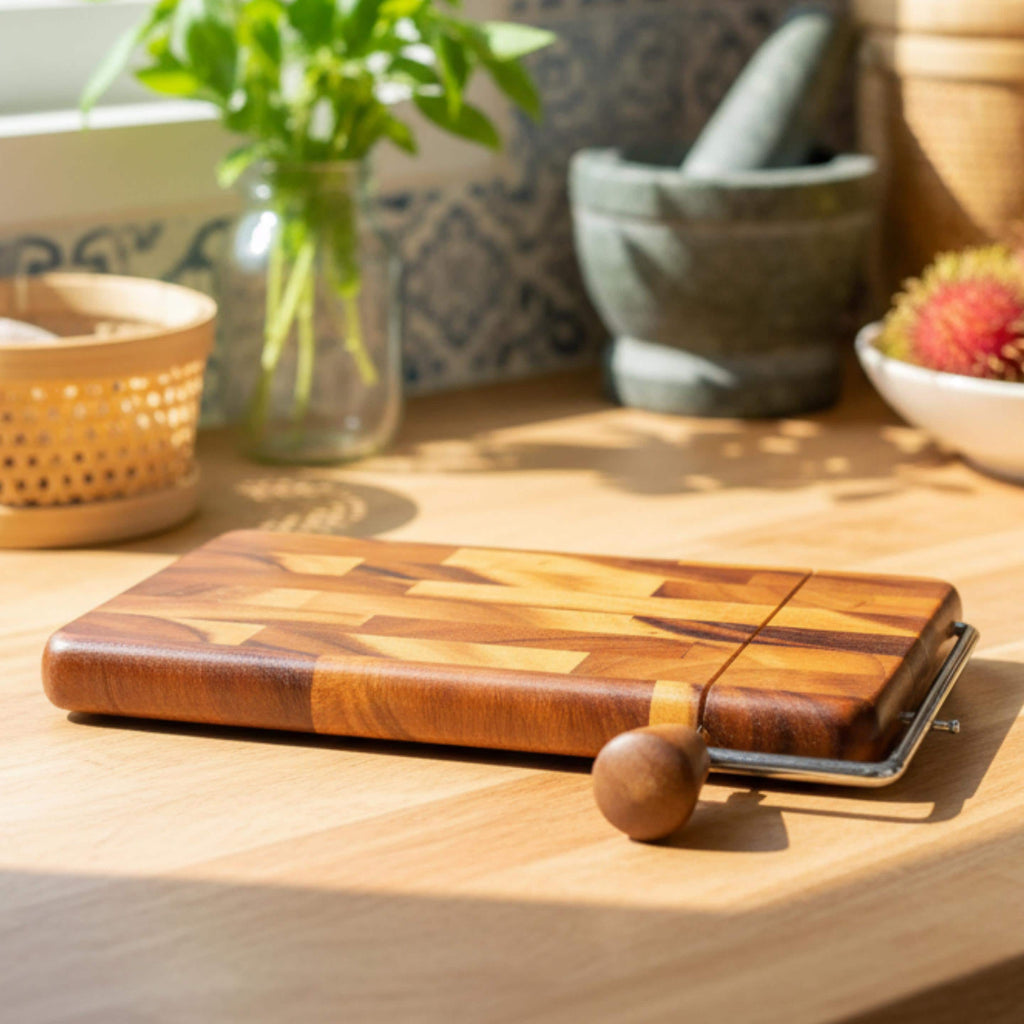 Hand Carved Hardwood Cheese Cutter Board: Upcycled Rustic Kitchen Gift