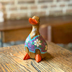 Hand Painted Wooden Duck Figurine: Thai Folk Art, Boho Home Decor - Siam Wood Artisans