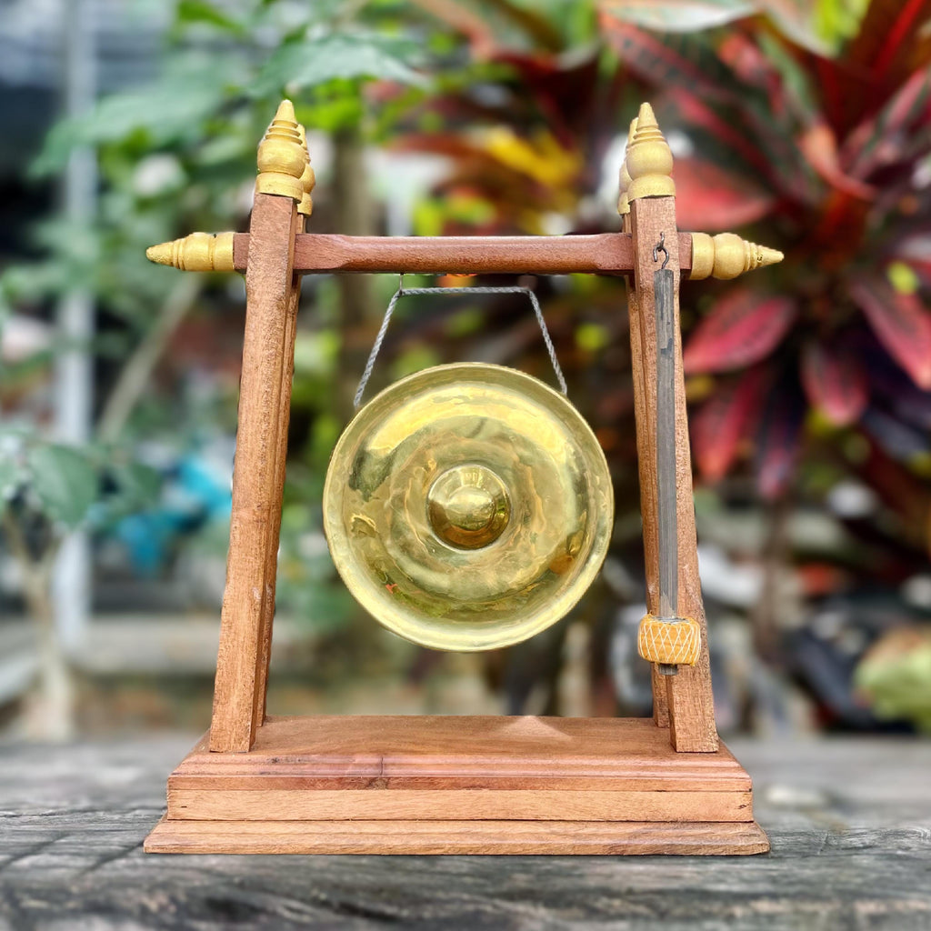 Handcrafted Thai Meditation Gong: Zen Decor Tabletop Musical Instrument