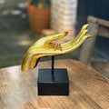 Golden Mudra Hand Sculpture: Vintage Thai Zen Meditation Decor